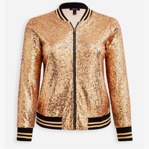 torrid Rose Gold Sequin Bomber Jacket